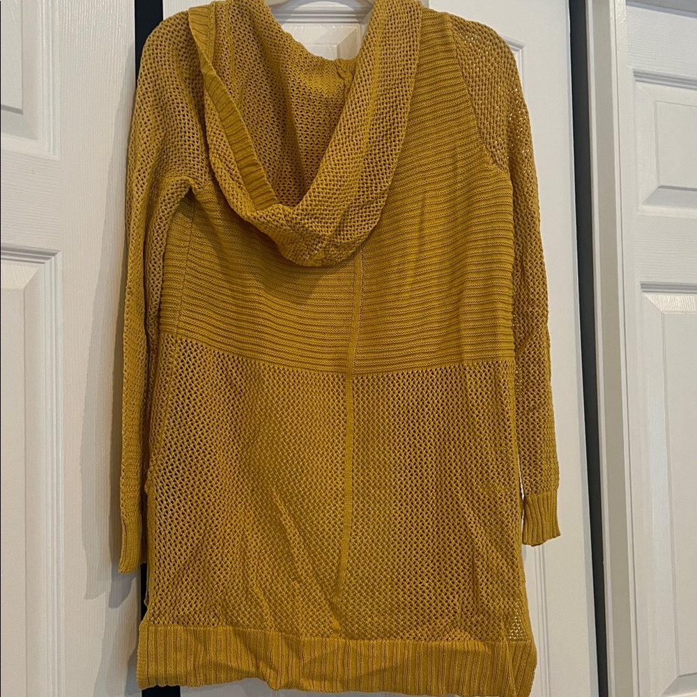 Marbled Mustard Yellow Hooded Cardigan